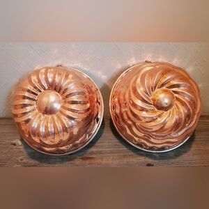 Set of 2 Vintage Copper Tin Dessert Jello Molds w/Hangers